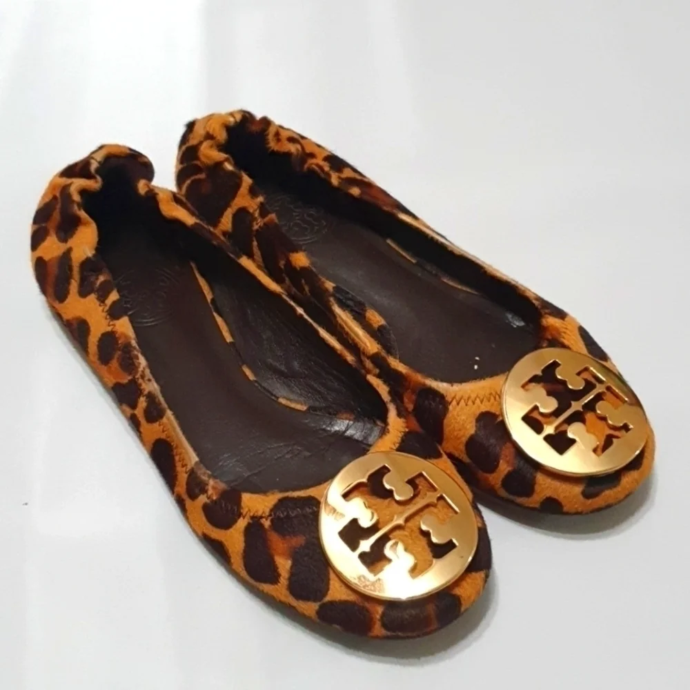Tory Burch Leopard Print Calf Hair Reva Ballet Flats
